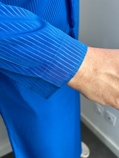 Qamis Émirati à rayures Bleu électrique
