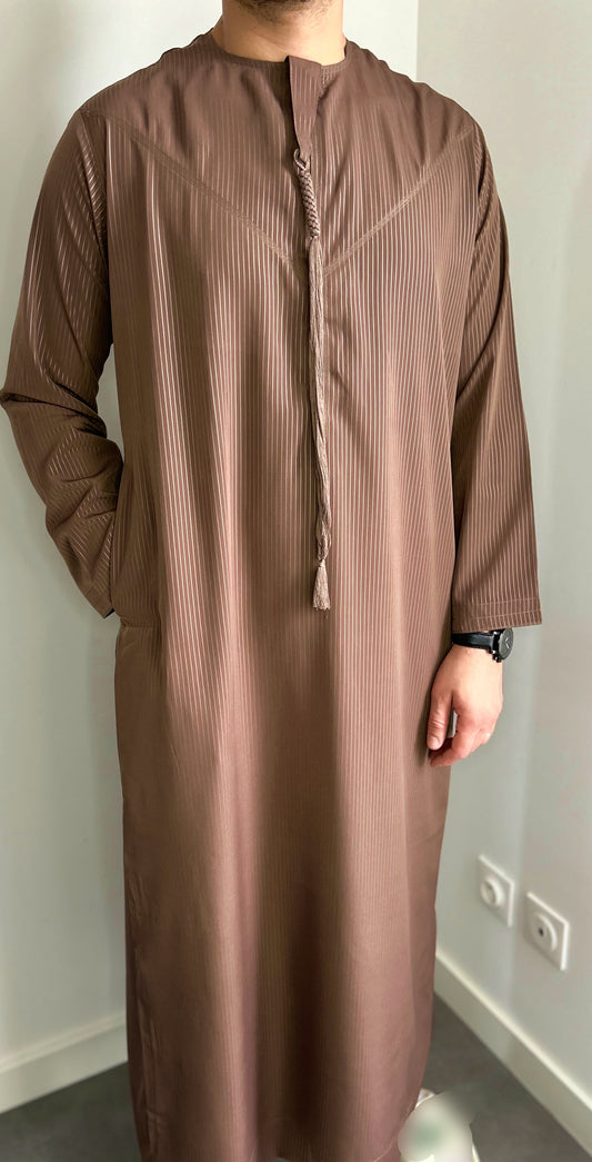 Qamis Émirati à rayures Marron